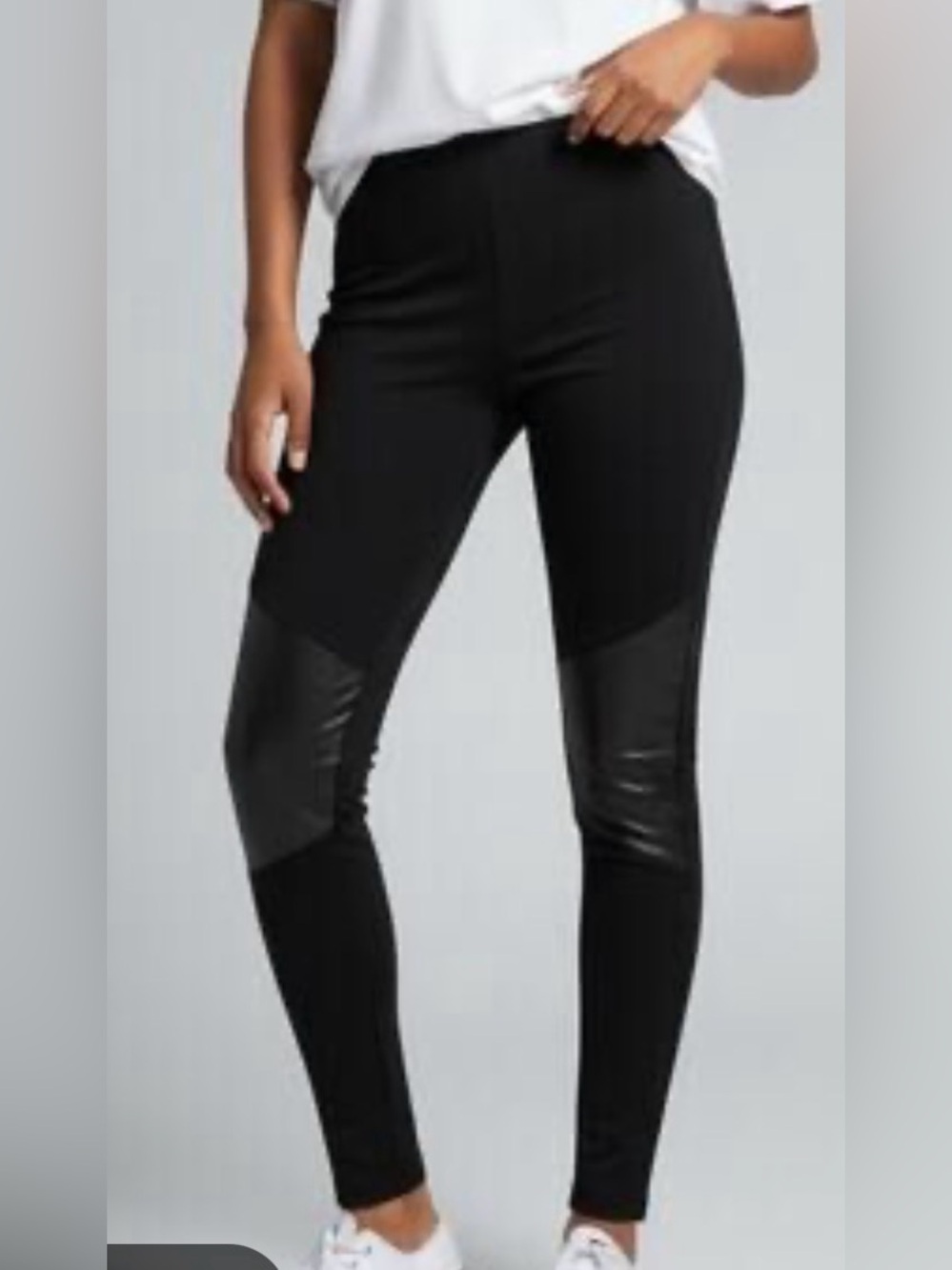 Banana Republic Black Leggings with Faux Leather Knee Panels “The Devon Pant”